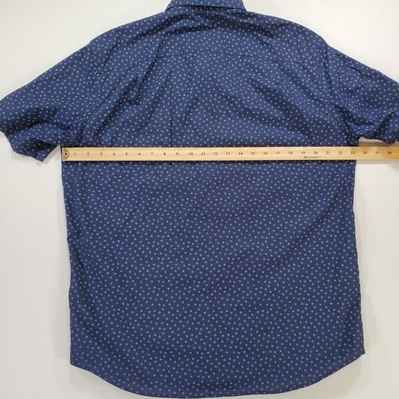 Uniqlo Shirt Men Large Navy Blue Regular Fit Short Sleeve Casual Button Up - Picture 10 of 12